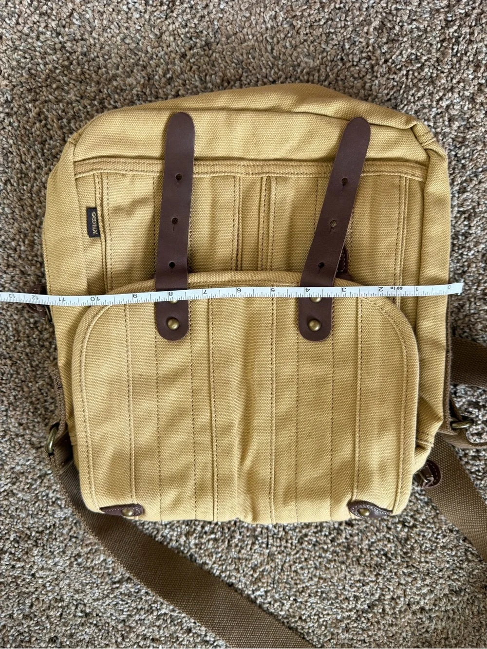 GOOTIUM Khaki Tan Canvas Leather Satchel Crossbody